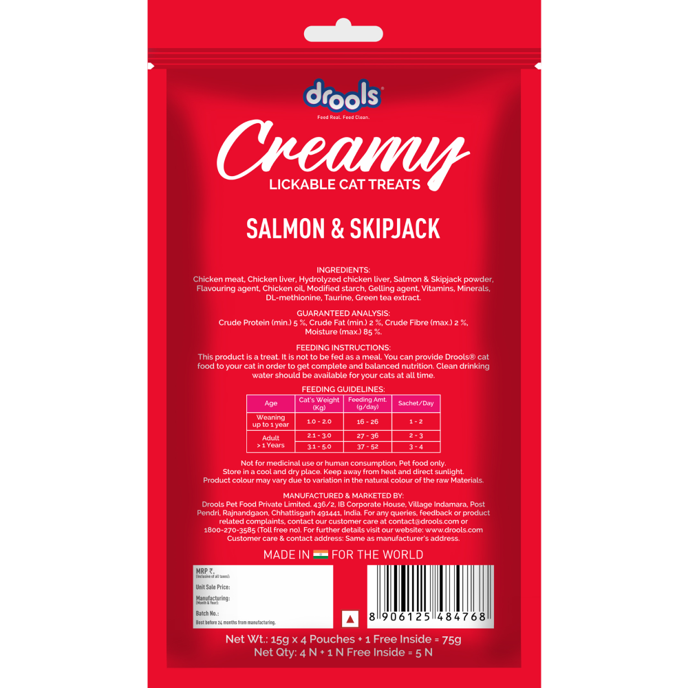 Drools Tuna & Bunito , Salmon & Skipjack and Real Chicken Creamy Cat Treats Combo Cats-Treats & Others Drools