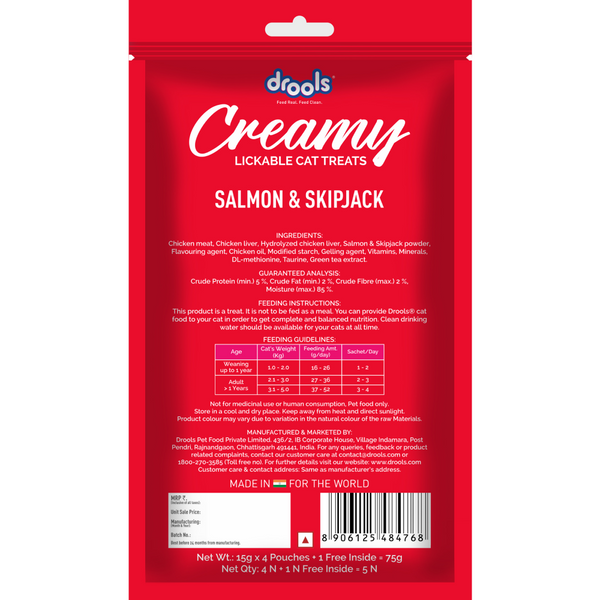 Drools Tuna & Bunito , Salmon & Skipjack and Real Chicken Creamy Cat Treats Combo