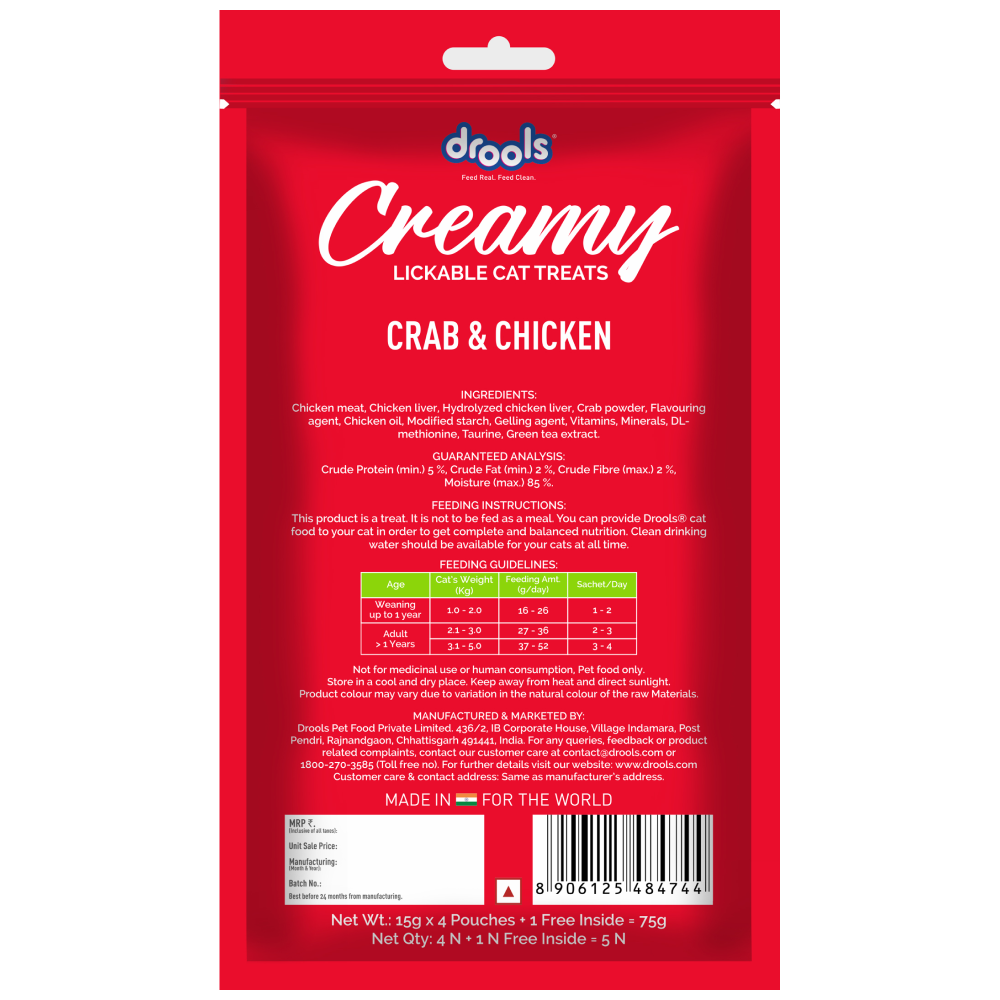 Drools Tuna & Bunito, Crab & Chicken and Real Chicken Creamy Cat Treats Combo Cats-Treats & Others Drools