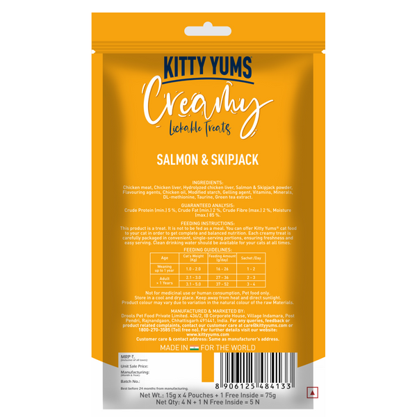 Kitty Yums Tuna & Bonito and Salmon & Skipjack Creamy Cat Treats Combo