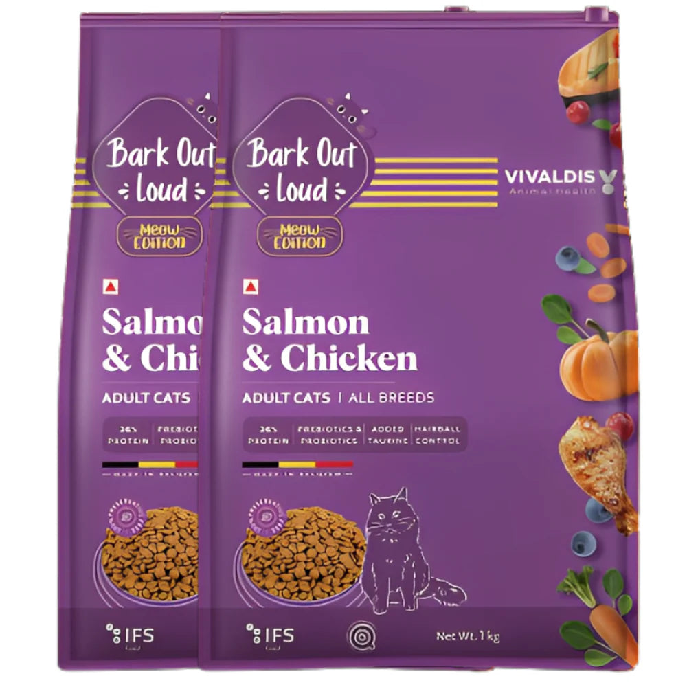Bark Out Loud Salmon and Chicken Adult Cat Dry Food Cats- Dry food Bark Out Loud 2kg (2x1kg)