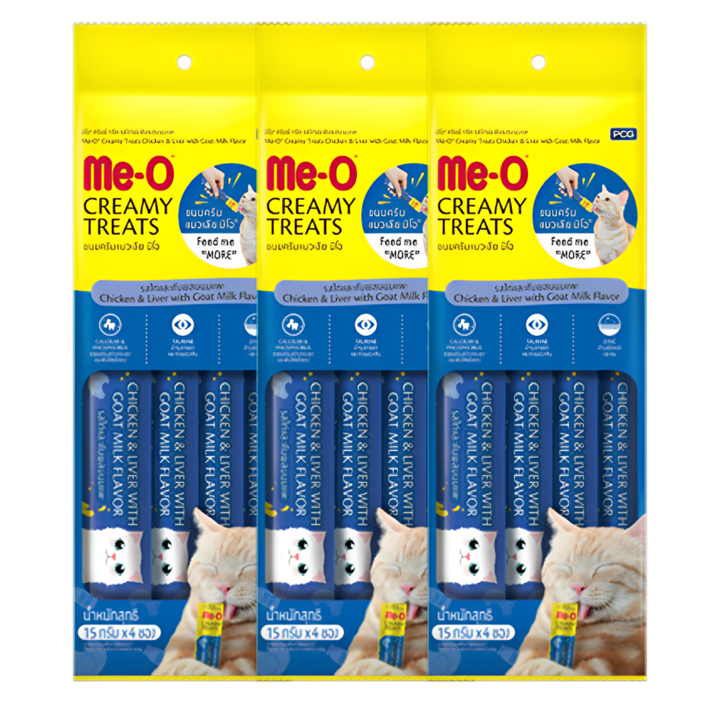 Me O Chicken & Liver with Goat Milk Creamy Cat Treat Cats-Treats & Others Me O 3x60g(12pcs)