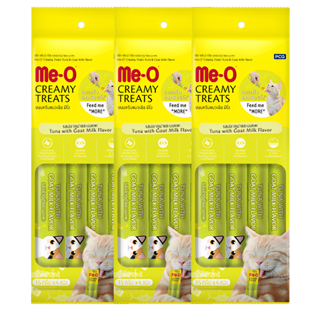 Me O Tuna & Goat Milk Creamy Cat Treat Cats-Treats & Others Me O 3x60g(12pcs)