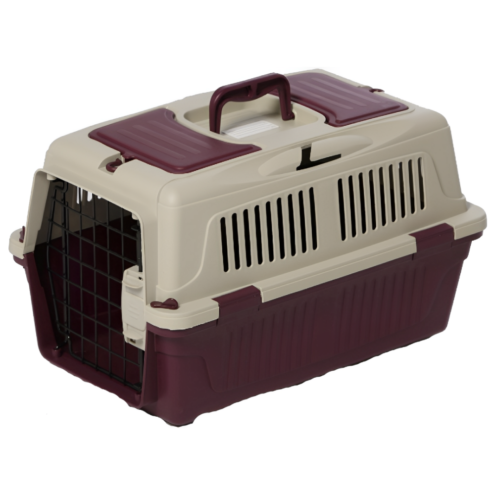 NutraPet Closed Top Carrier Box for Dogs and Cats (Dark Red)