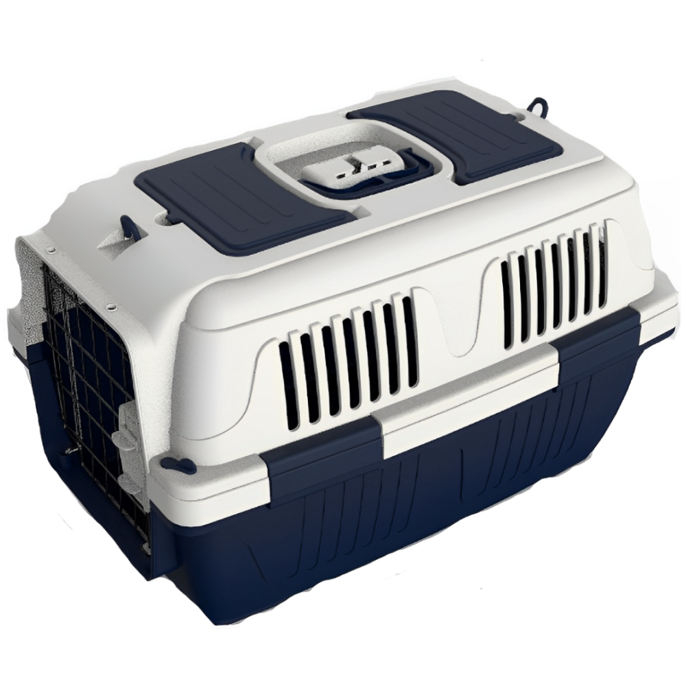 NutraPet Closed Top Carrier Box for Dogs and Cats (Dark Blue)