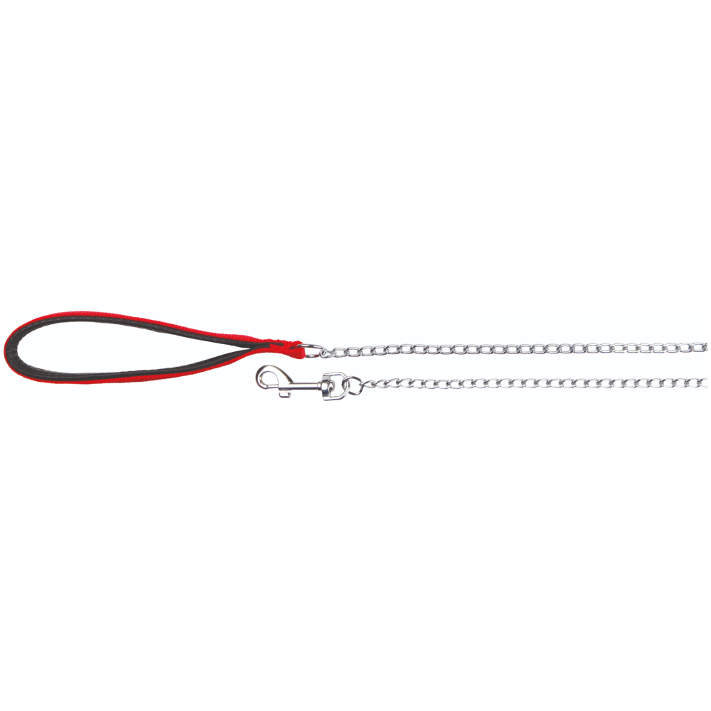 Trixie Chain Leash with Nylon Hand Loop for Dogs (Red)