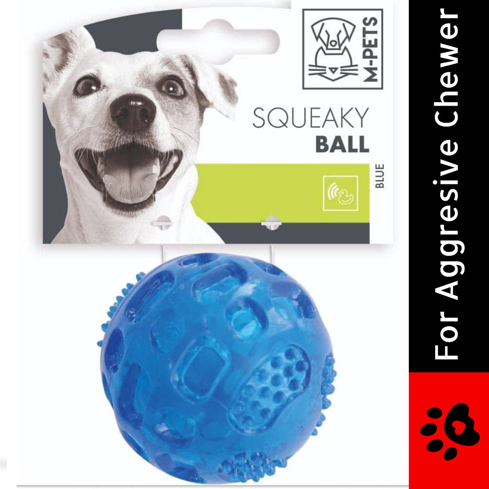 M Pets Squeaky Ball Toy for Dogs (Blue) | For Aggresive Chewers