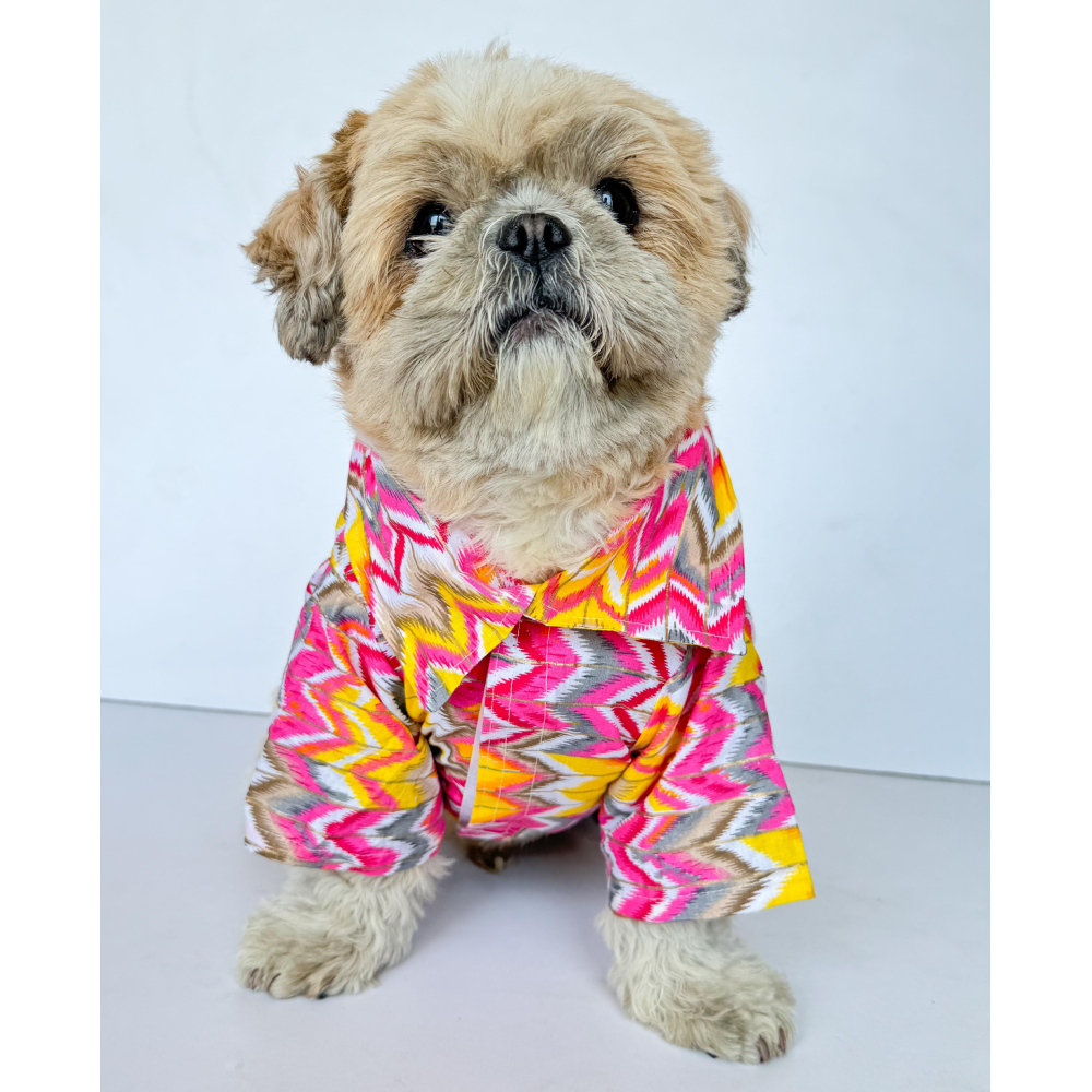 Pawgypets Zig Zag Kurta for Dogs and Cats (Pink)