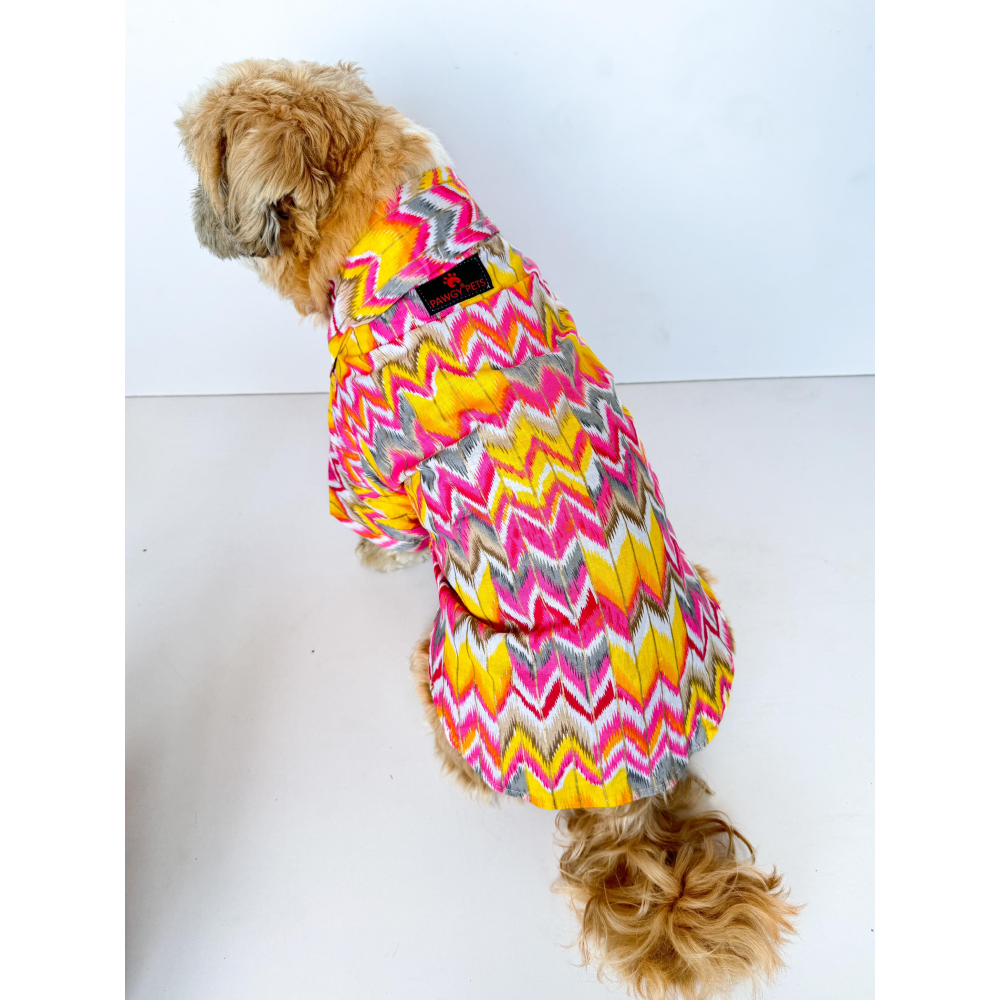 Pawgypets Zig Zag Kurta for Dogs and Cats (Pink)