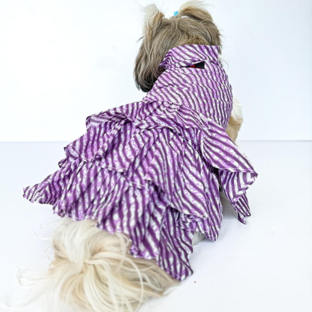 Pawgypets Lehriya Dress for Dogs and Cats (Purple)