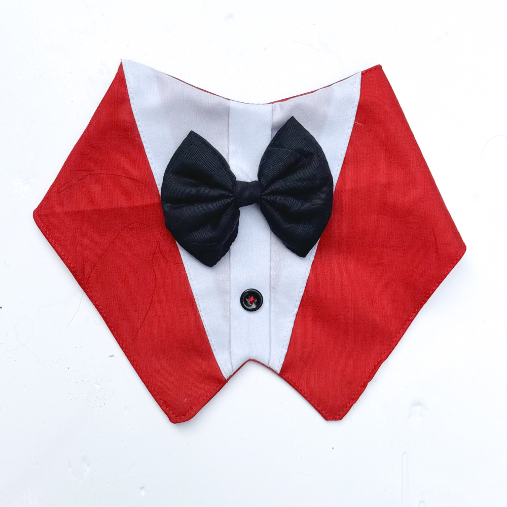 Pawgypets Formal Tux Bandana for Dogs and Cats (Red)