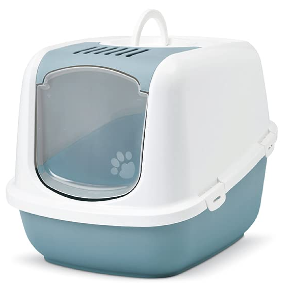 Savic Nestor Jumbo Toilet Home for Cats (Bluestone) Litter Supplies Savic Dropship 26x18x19in