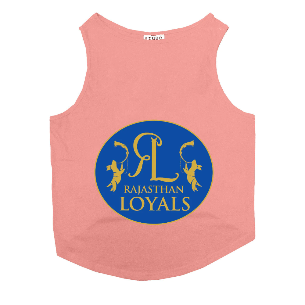 Ruse IPL "Rajasthan Loyals" Printed Tank Jersey for Dogs (Salmon)