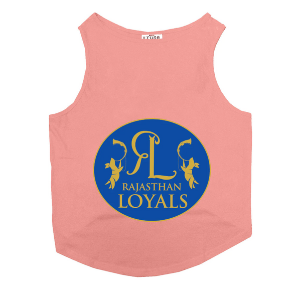 Ruse IPL "Rajasthan Loyals" Printed Tank Jersey for Cats (Salmon) | Indian Pet League