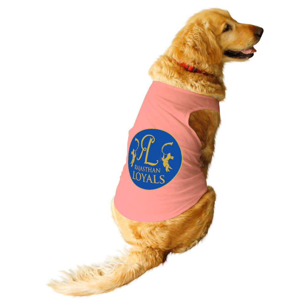 Ruse IPL "Rajasthan Loyals" Printed Tank Jersey for Dogs (Salmon)