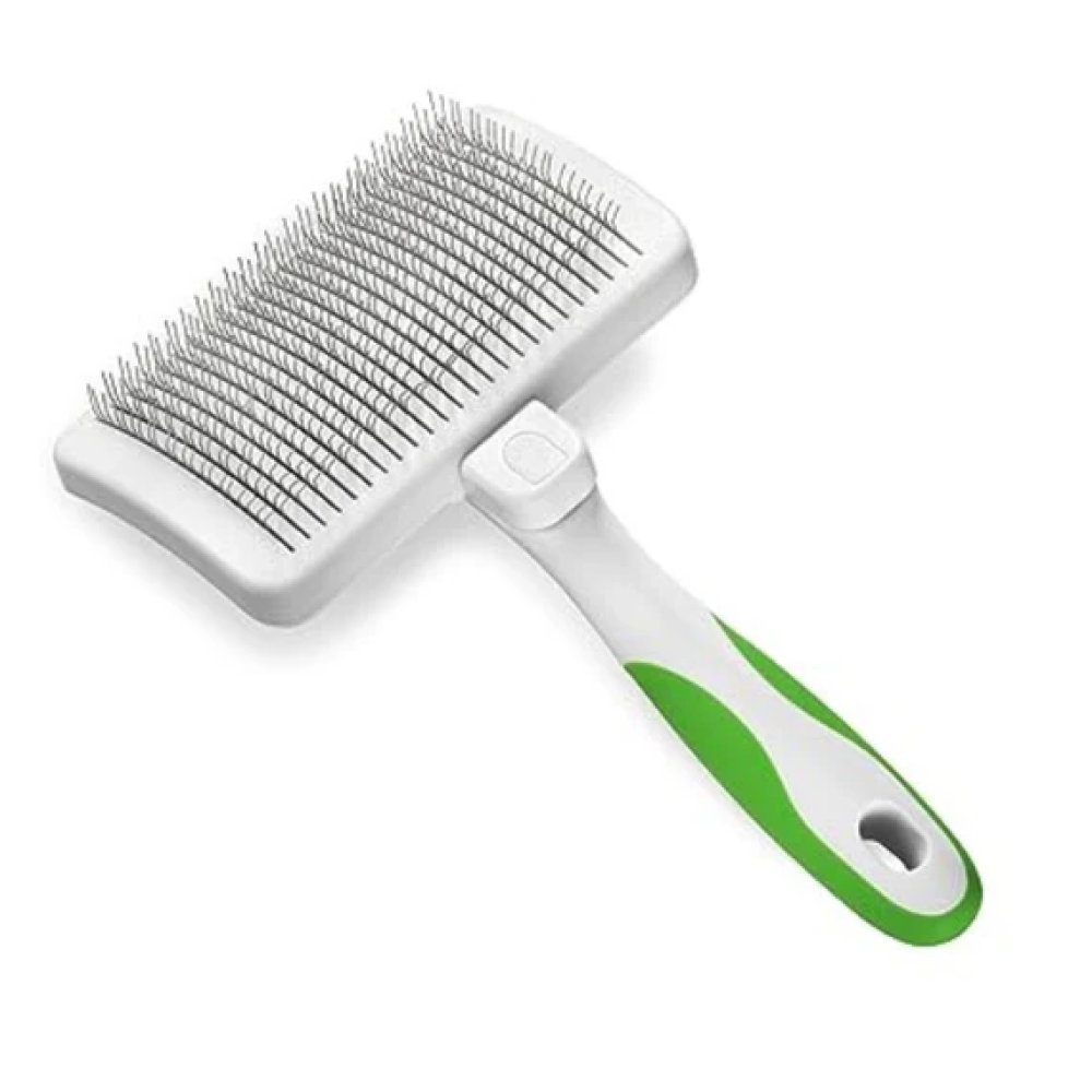 Andis Self Cleaning Slicker Brush for Dogs and Cats (White/ Lime Green) Both-Grooming Supplies Andis M:5.50in
