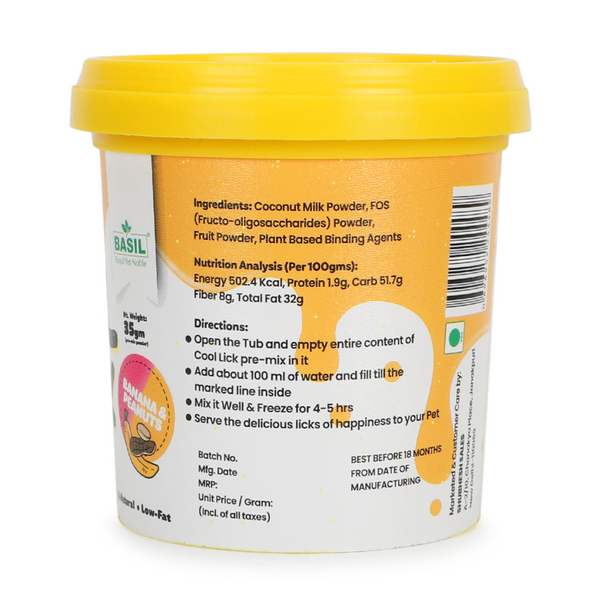 Basil Cool Lick Banana & Peanuts with Added Prebiotics Ice Cream for Dogs