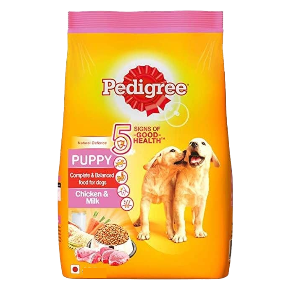 Pedigree Chicken Chunks in Gravy Pouch Puppy Wet Food and Chicken & Milk Puppy Dry Food Combo