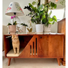 FurryLiving Benji Cabinet with Cushion for Small Dogs and Cats (Honey/Cream Cushion)