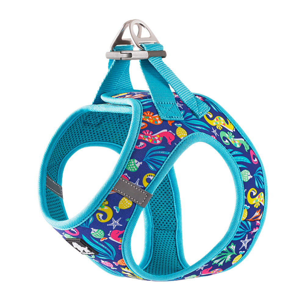 Truelove Floral Printed Breathable Air Mesh with with Dual D Rings Harness for Cats & Small Dogs (Blue Atoll) Both-Collar, Leashes, harnesses True Love L:19-21in Girth