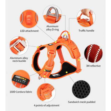 Truelove No Pull Cordura Harness for Dogs (Orange)