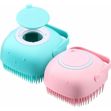 Chullbull Soft Silicon Bath Brush for Dogs and Cats (Blue/Pink)