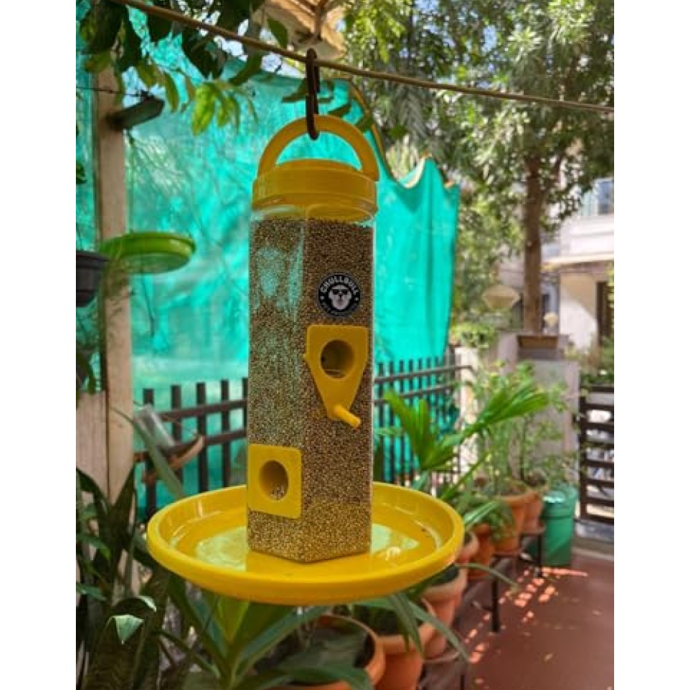 Chullbull Balcony Grill Food Feeder for Birds (Yellow)