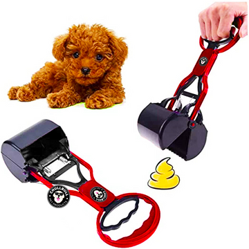 Chullbull Foldable Potty Scooper with Poop Bag for Dogs (Red)