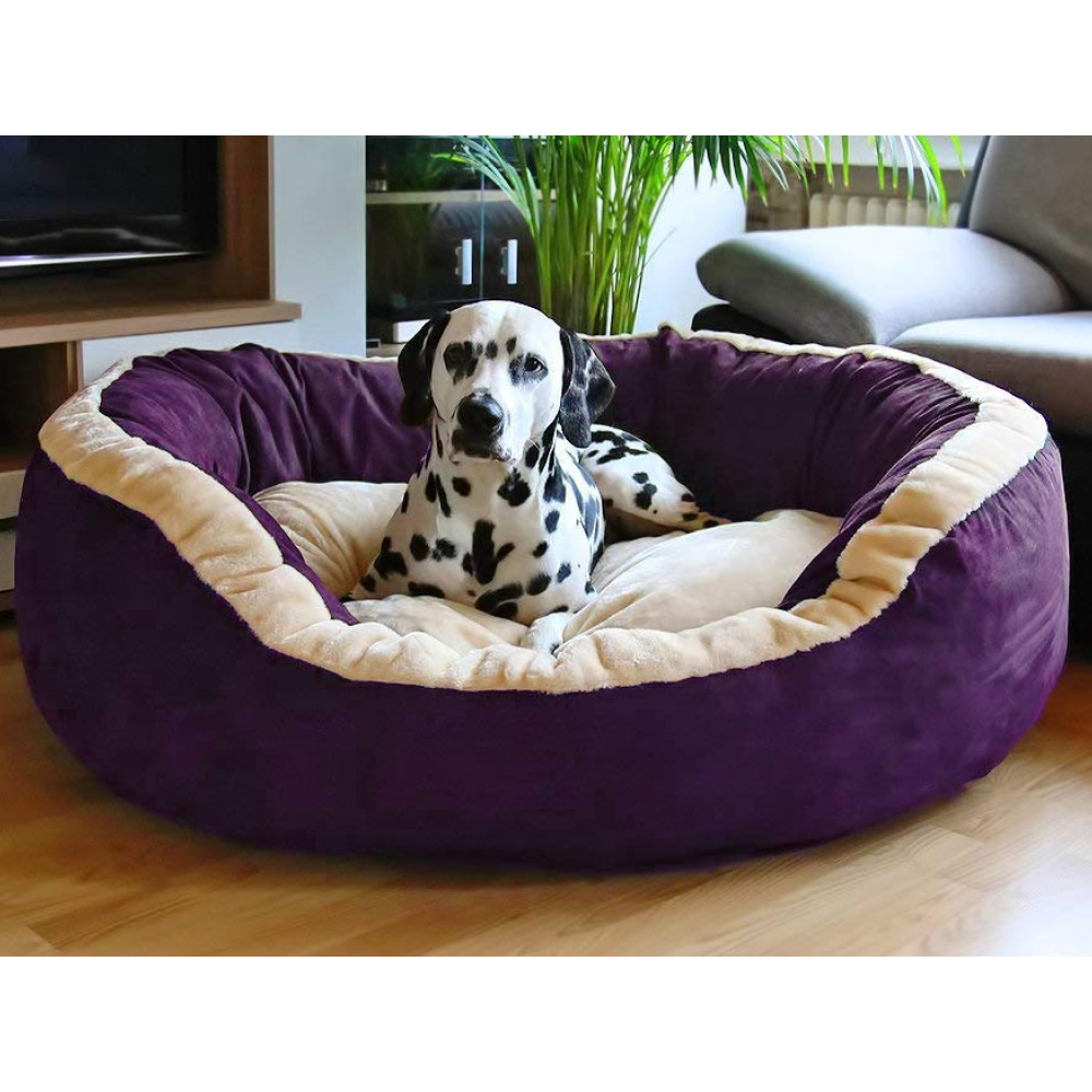 Fluffy's Luxurious Polyester Filled Soft Dual Colour Bed for Dogs and Cats (Purple) Both-Bedding, Mats & Travel Supplies Fluffy's L