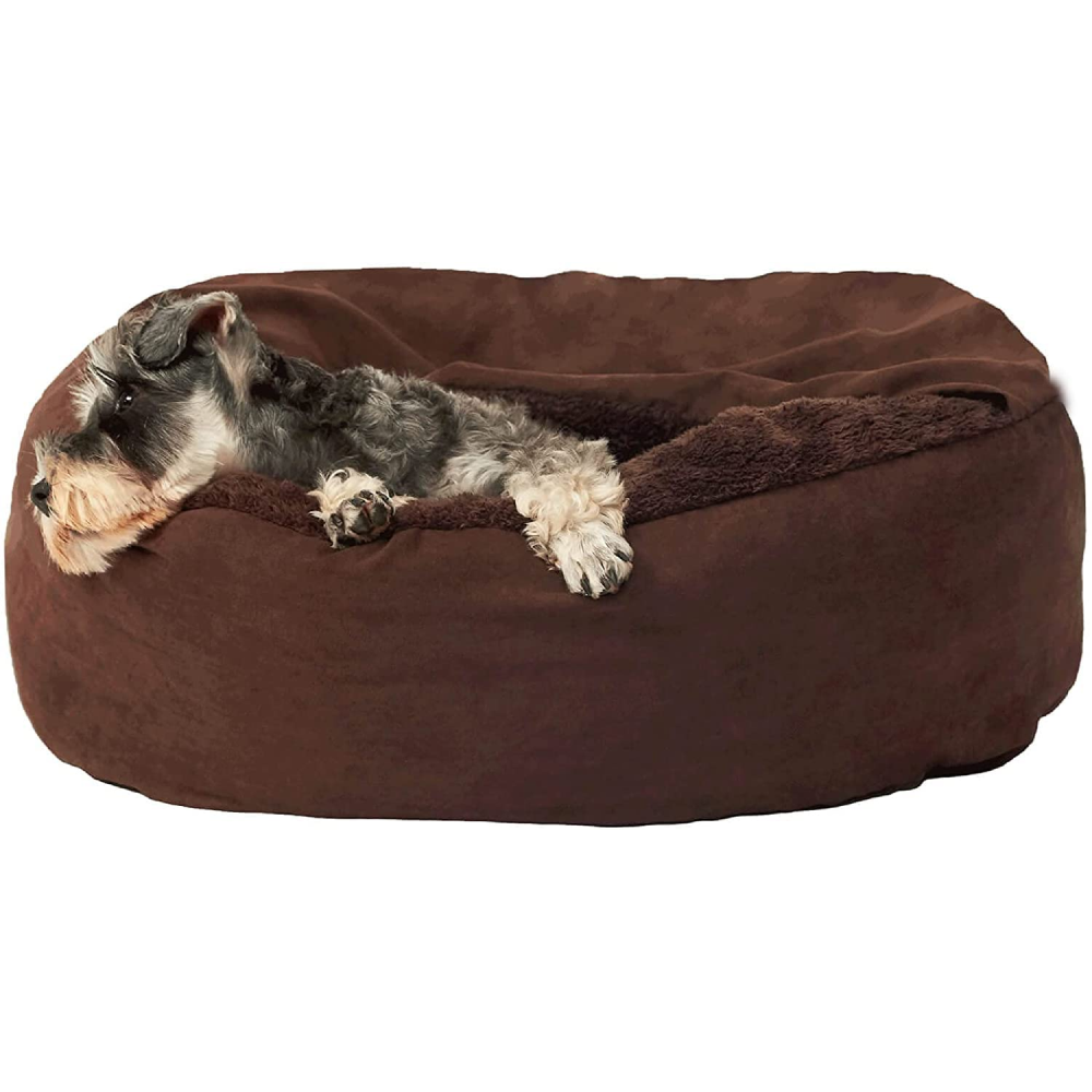 Fluffy's Pawsome Snug Style Hooded Cuddler Bed with Attached Blanket for Dogs and Cats (Brown) Both-Bedding, Mats & Travel Supplies Fluffy's XXXL