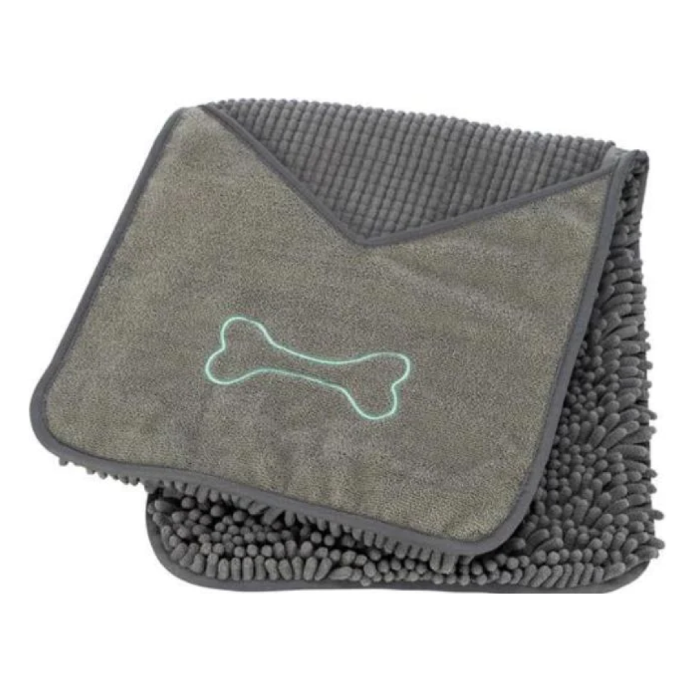 Trixie Towel with Mitt Pockets Microfibre for Dogs and Cats (Grey) Both-Grooming Supplies Trixie