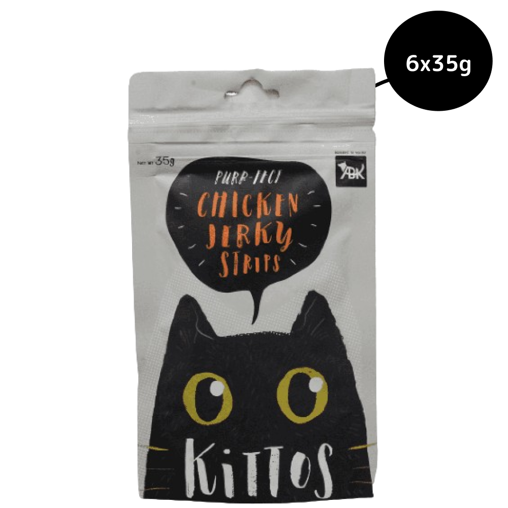 Kittos Purr Fect Chicken Jerky Strips Cat Treats Cats-Treats & Others Kittos 6x35g
