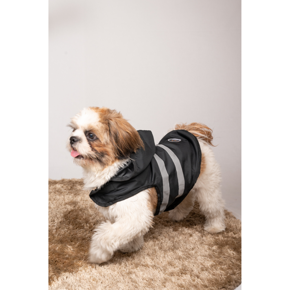 Petsnugs Reflective Waterproof Raincoat for Dogs and Cats (Black)