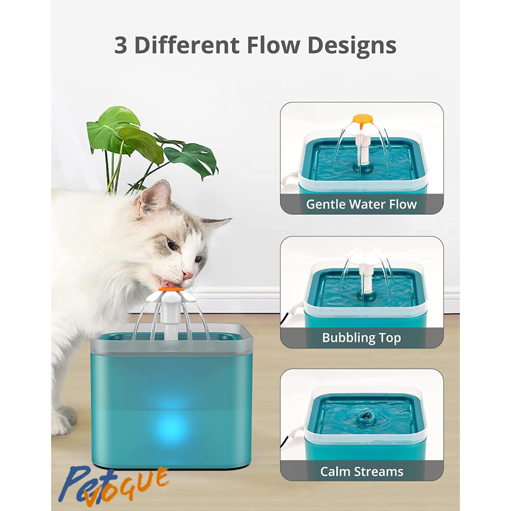 Pet Vogue Automatic Water Fountain with LED Light for Cats and Dogs (Blue)