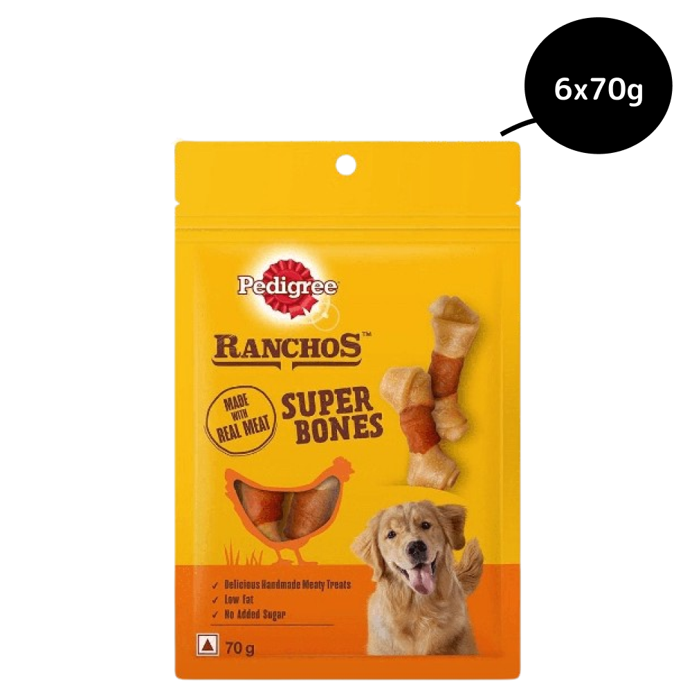Pedigree Ranchos Super Bones Chicken & Milk Dog Treats Dog Treats + Others Pedigree 6x70g