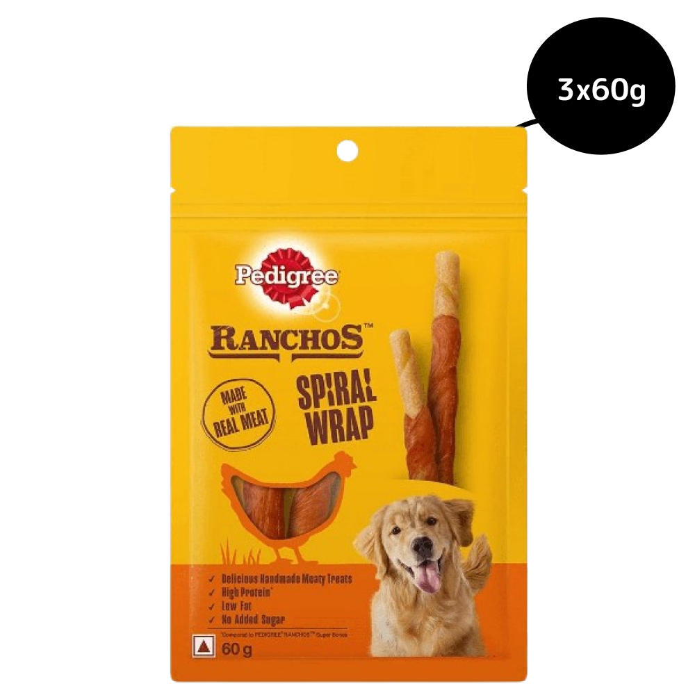 Buy Pedigree Ranchos Spiral Wrap Chicken Smokey Lamb Dog Treats