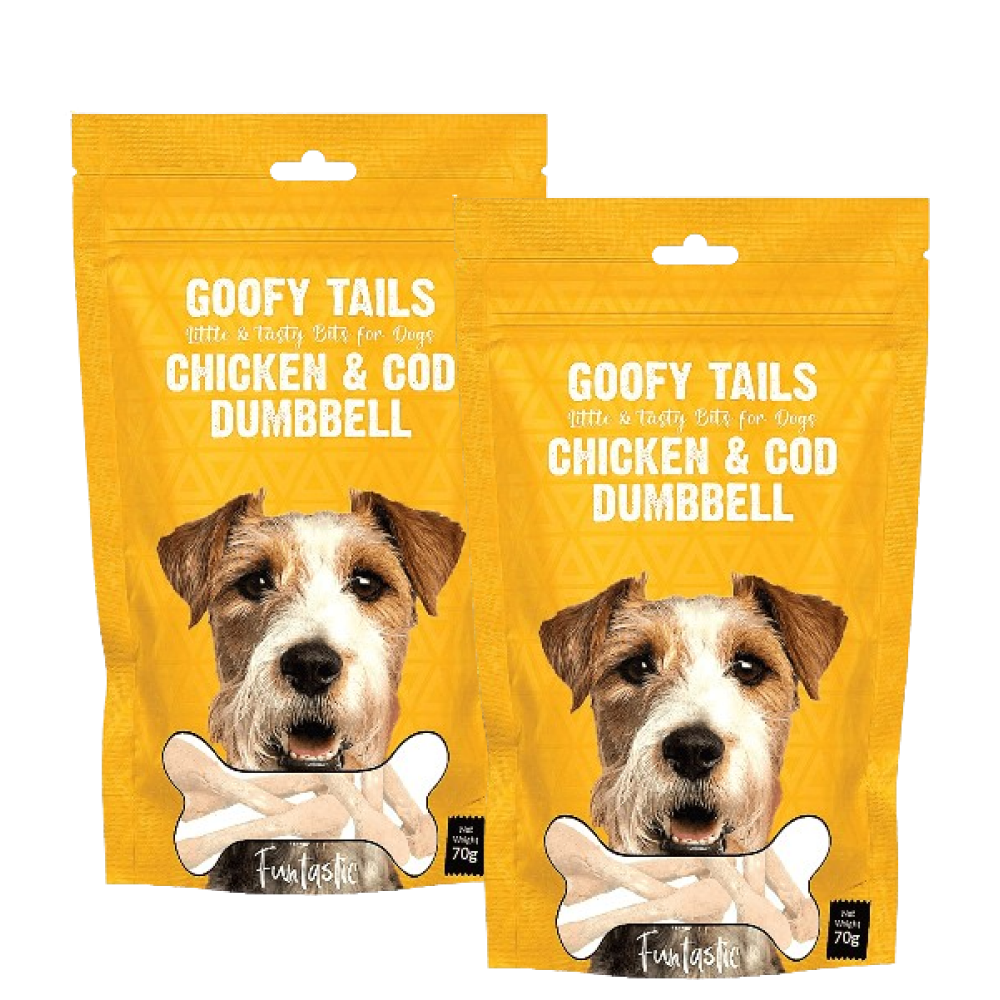Goofy Tails Chicken and COD Dumbell Dog Treats