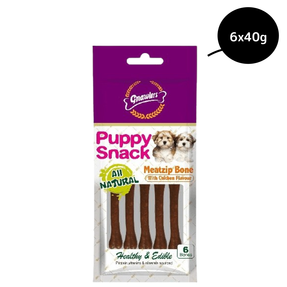 Gnawlers Puppy Snack Meatzip Bone Chicken Flavoured Dog Treats