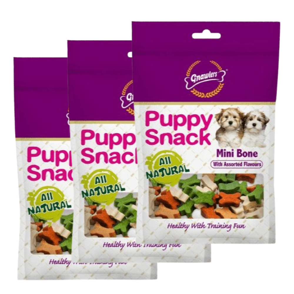 Gnawlers Puppy Snack Mini Bone Assorted Flavoured Dog Treats