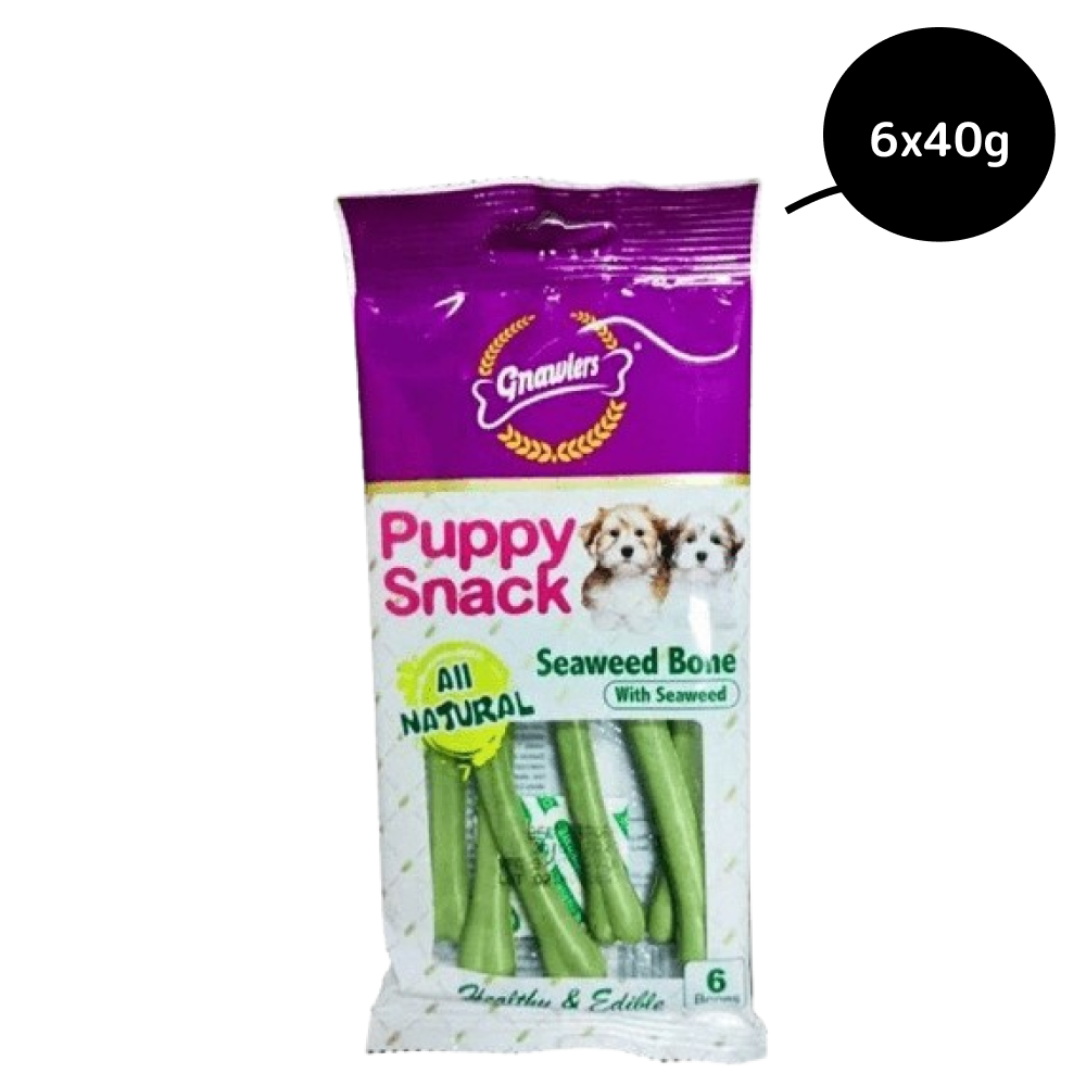 Gnawlers Puppy Snack Seaweed Bone Dog Treats