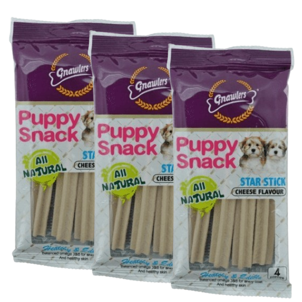 Gnawlers Puppy Snack Star Stick Cheese Flavoured Dog Treats