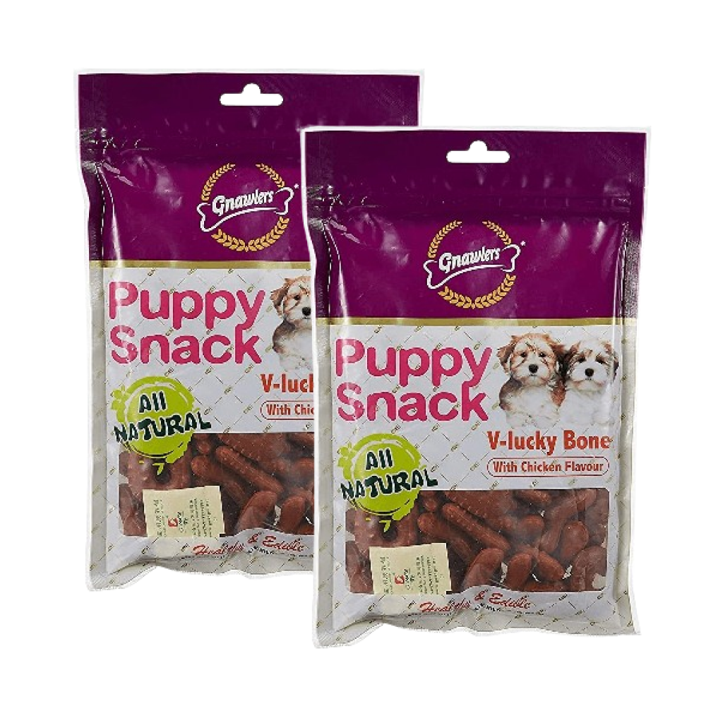 Gnawlers Puppy Snack V Lucky Bone Chicken Flavour Dog Treats