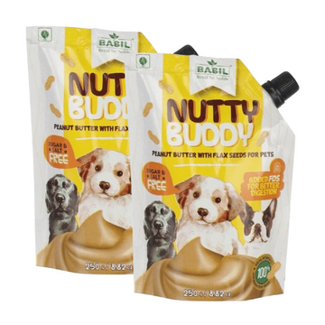 Basil Nutty Buddy Peanut Butter with Flax Seeds For Dogs