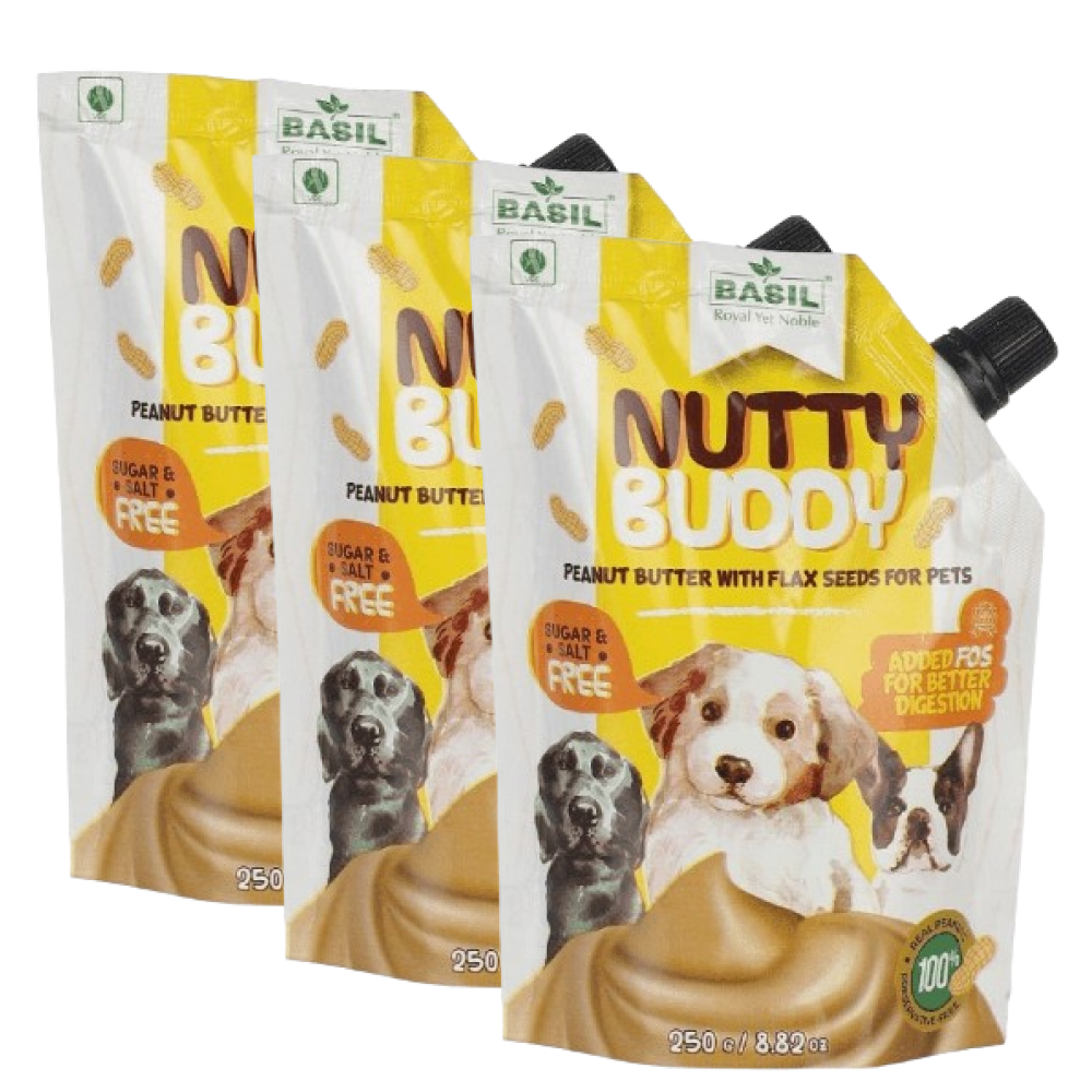 Basil Nutty Buddy Peanut Butter with Flax Seeds For Dogs
