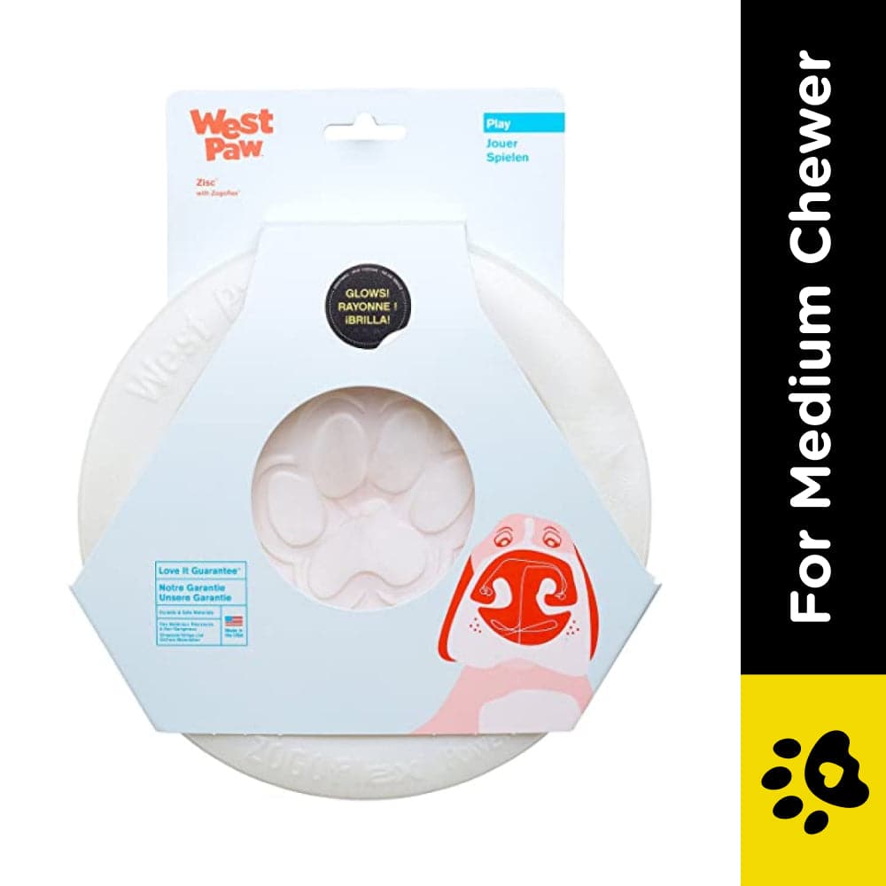 West Paw Design Glow in the Dark Zisc for Dogs (White)