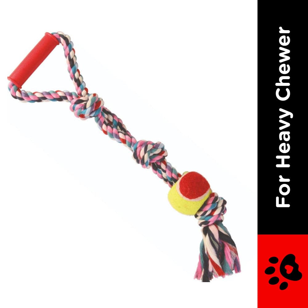Trixie Playing Rope with Tennis Ball Toy for Dogs (Multicolor)