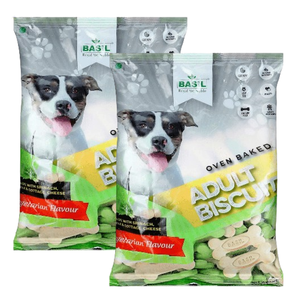 Basil Veg Bone Shaped Adult Dog Biscuits Dog Treats + Others Basil 2x900g