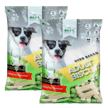 Basil Veg Bone Shaped Adult Dog Biscuits