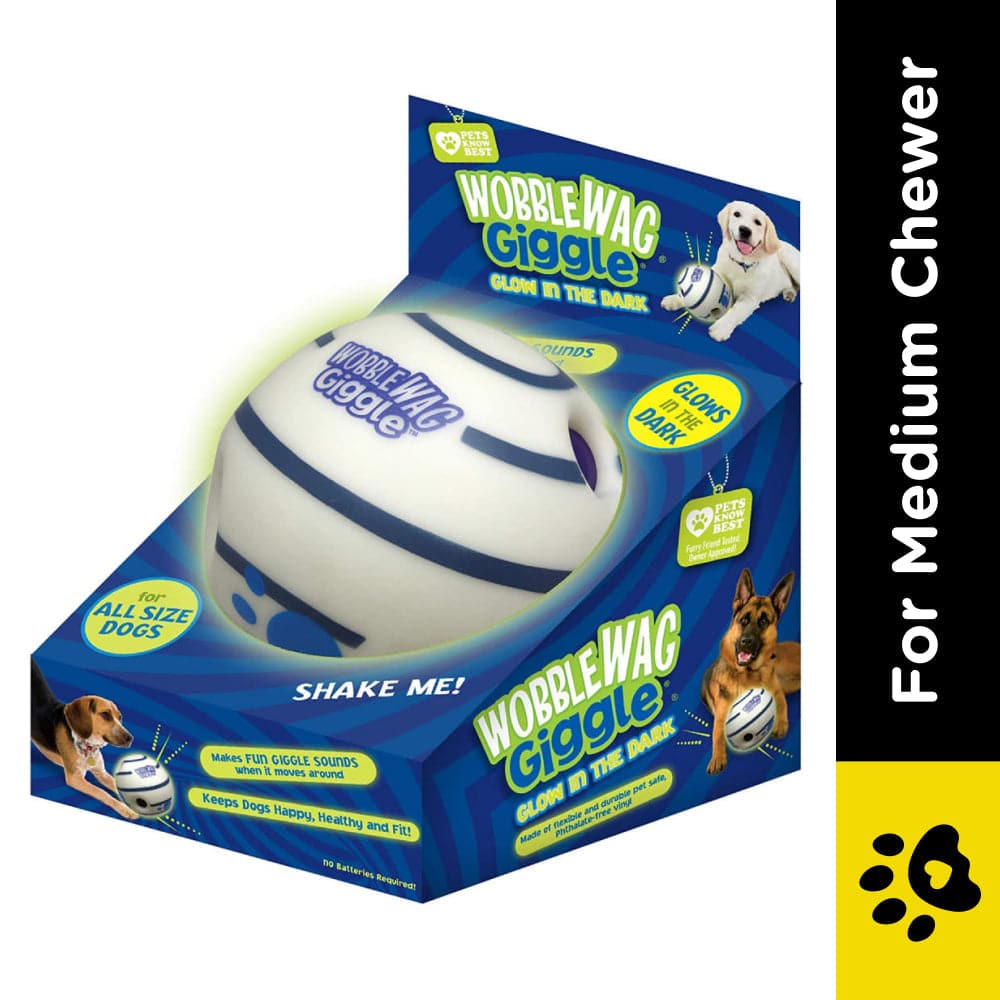 Wobble Wag Giggle Glow in The Dark Interactive Toy for Dogs | For Medium Chewers