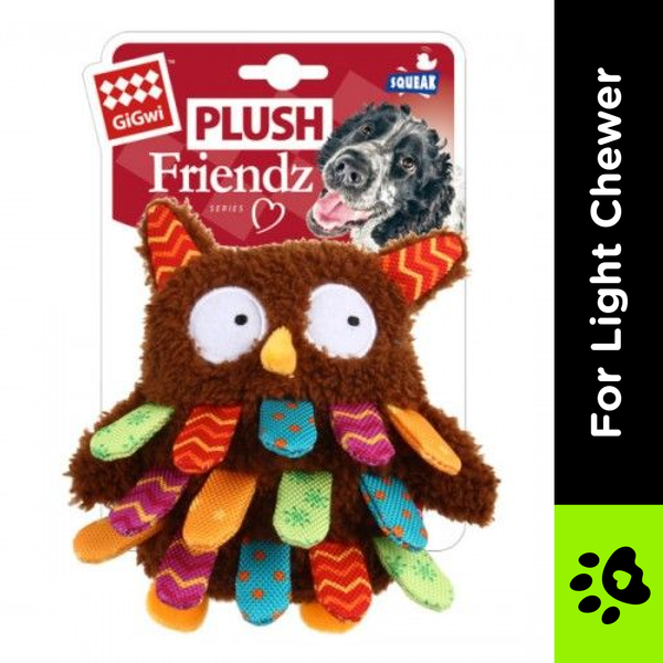 GiGwi Plush Friendz with Squeaker Owl Toy for Dogs